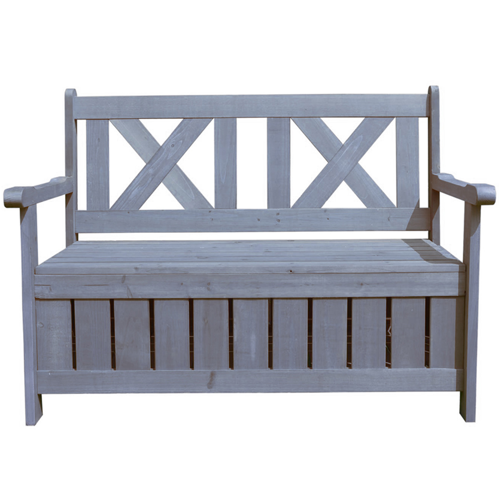 Jack Stonehouse Grey 2 Seater Wooden Storage Bench | Wilko