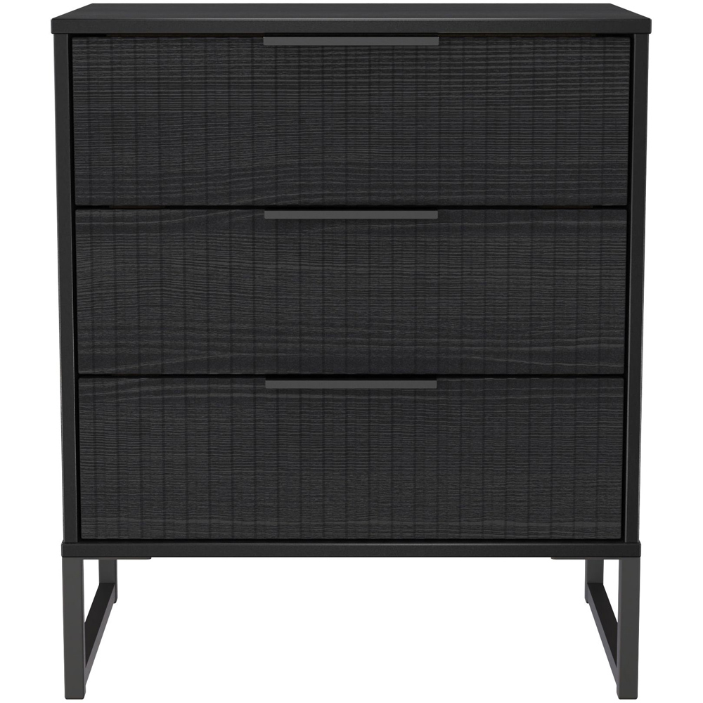 Crowndale Fluted 3 Drawer Black Ash Midi Chest of Drawers Ready Assembled Image 2