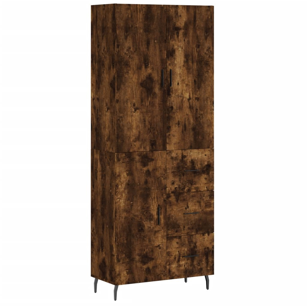 vidaXL 3 Door 3 Shelf Smoked Oak Highboard Image 2