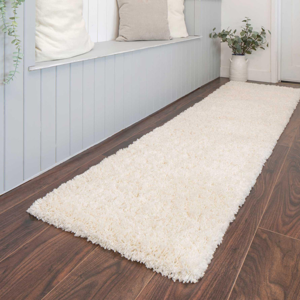Kukoon Nore Cream Shaggy Rug 60 x 240cm Image 1