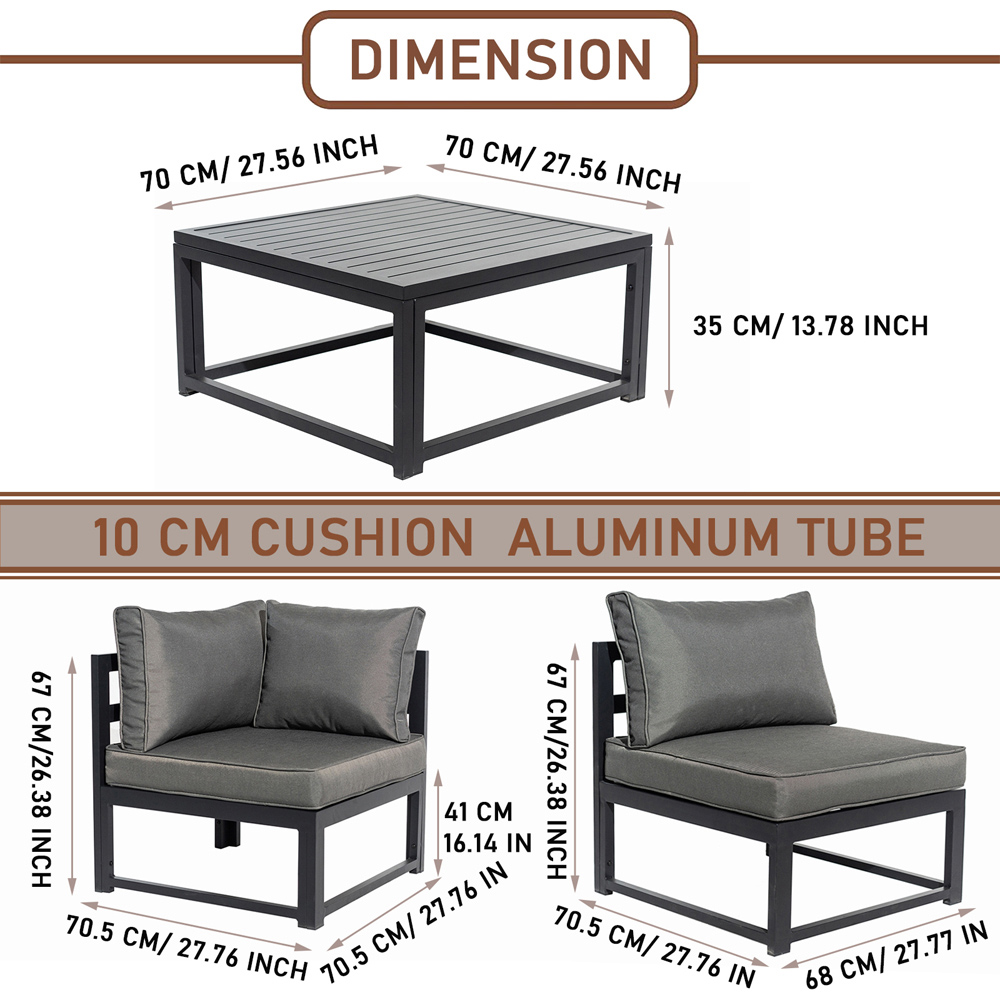 Furniture One 4 Seater L Shape Aluminium Garden Corner Sofa Set Image 7