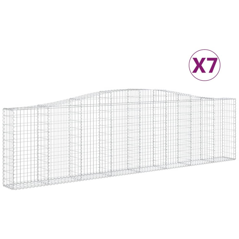 vidaXL Silver Galvanised Iron Arched Gabion Basket 400 x 30 x 100/120cm 7 Pack Image 2
