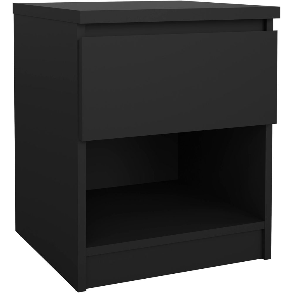 Florence Single Drawer Single Shelf Matt Black Bedside Table Image 2