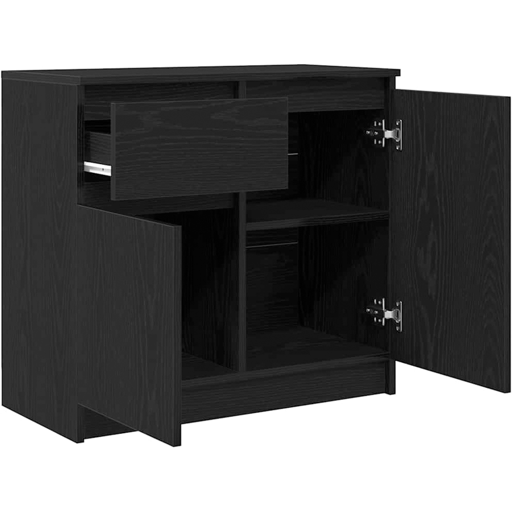 vidaXL 2 Door Single Drawer Black Oak Wooden Sideboard Image 5