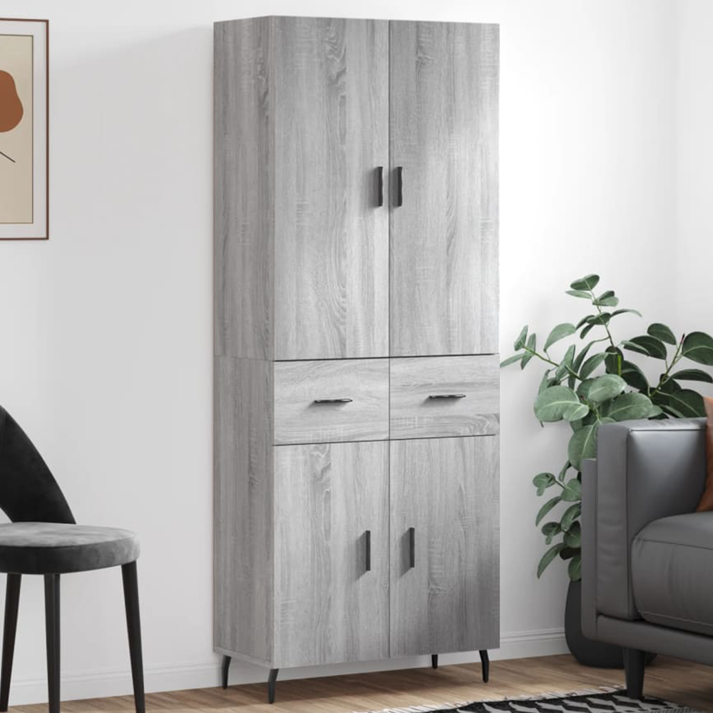 vidaXL 4 Door 2 Drawer Grey Sonoma Highboard Image 1