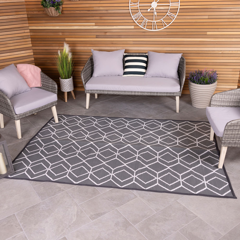 Charles Bentley Grey Diamond Outdoor Rug 160 x 230cm Image 2