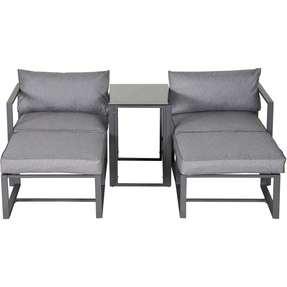 Outsunny Set of 2 Grey Aluminium Sun Lounger with Footstools Image 2