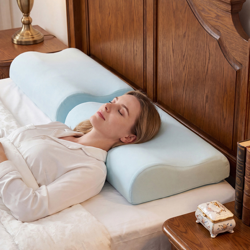 Living and Home Light Green Memory Foam Cooling Pillow with Removable Cover 60 x 40cm 2 Pack Image 2