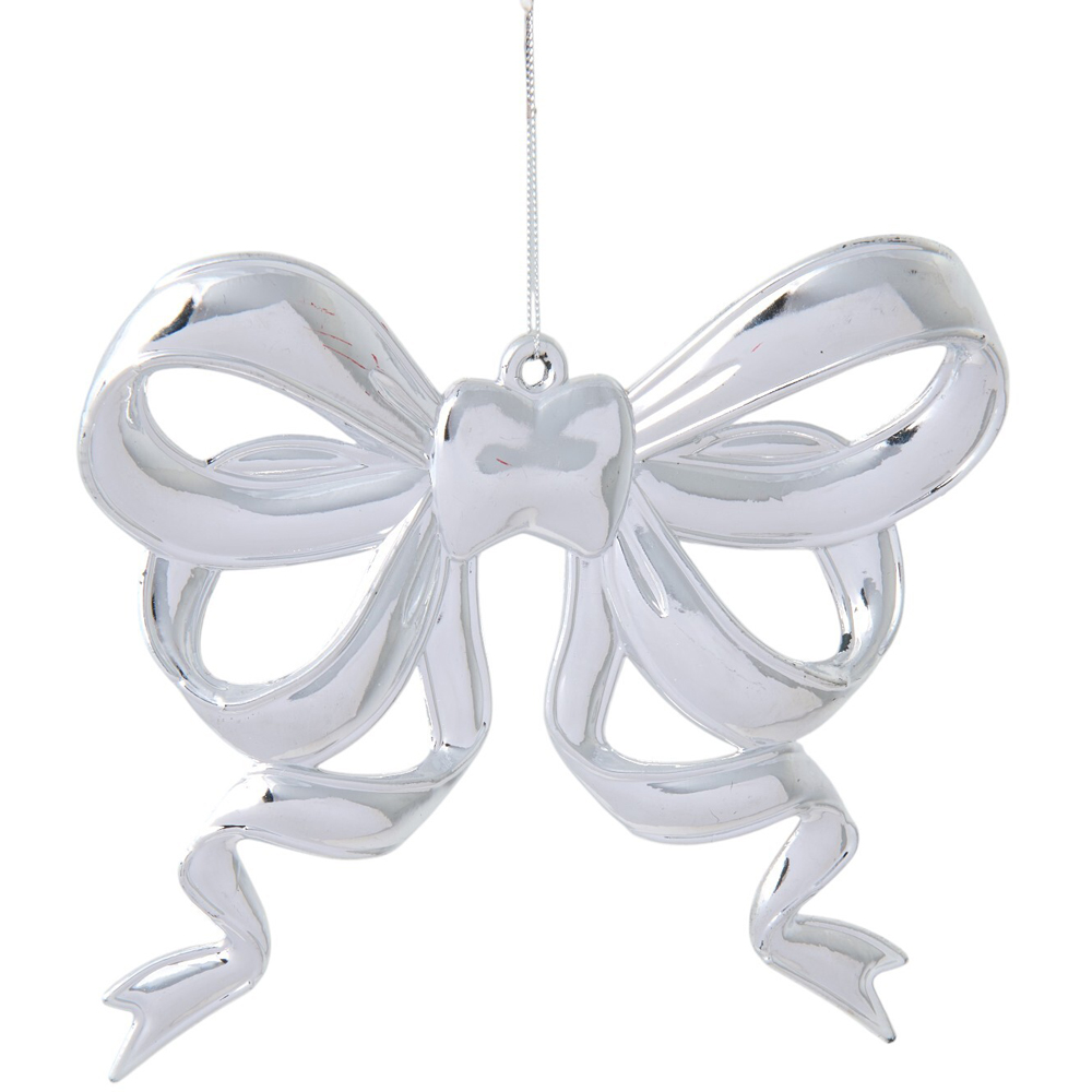 Shiny Hanging Bow Decoration Silver Image 1