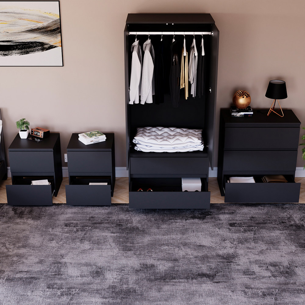 Denver Black 4 Piece Bedroom Furniture Set Image 5