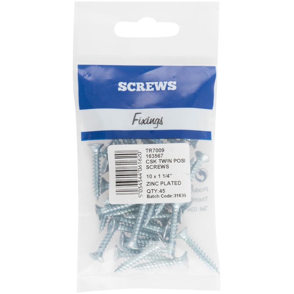 Hiatt Zinc Plated Countersunk Hard Twin Posi Screws 45 Pack Image 1