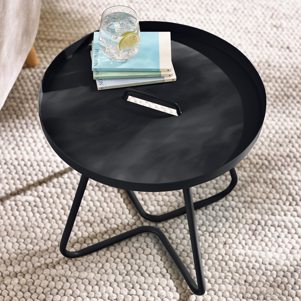 Furniturebox Agen Black Metal Outdoor Round Side Table Image 3