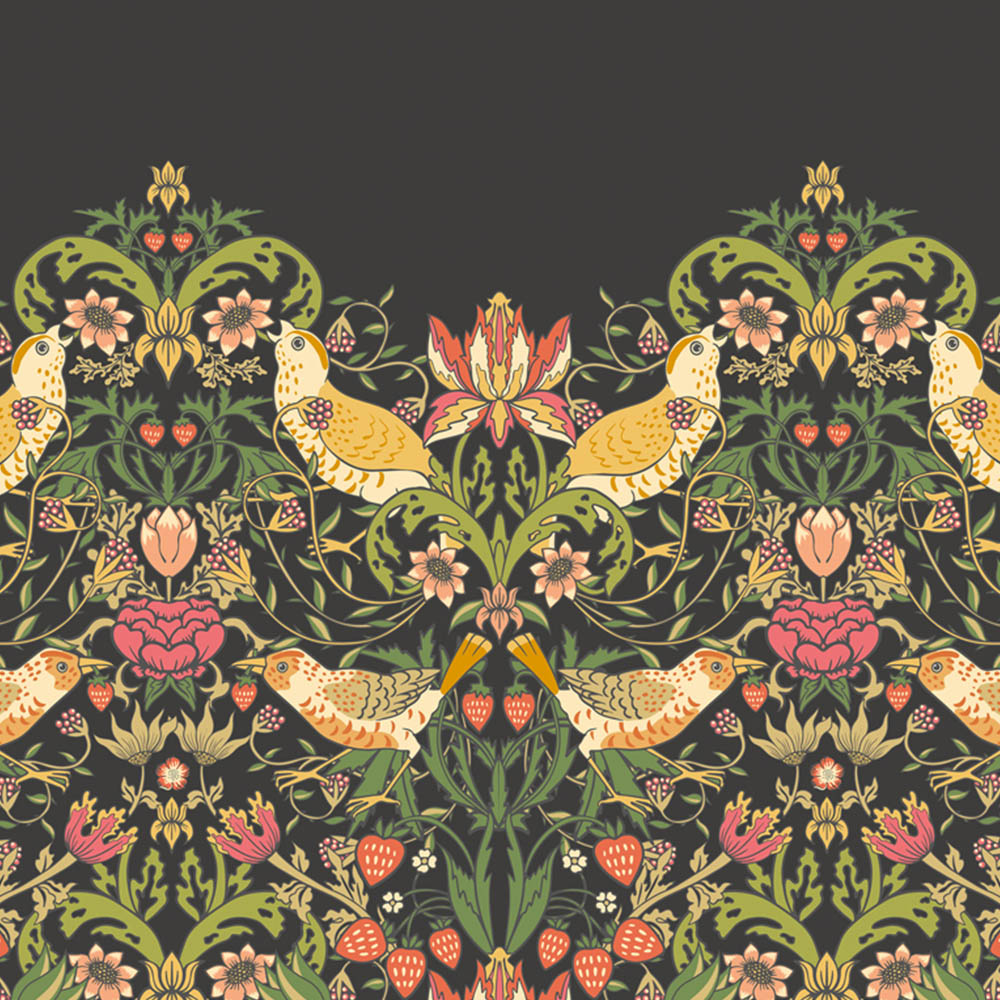 Origin Murals Birds Fruit and Foliage Black Wall Mural Image 2