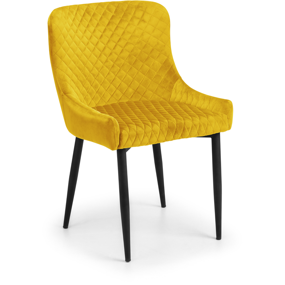 Julian Bowen Luxe Set of 2 Mustard Velvet Dining Chair Image 3