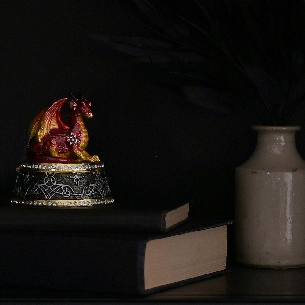 Hocus Pocus Halloween Red Gothic Dragon Jewellery Box Image 2