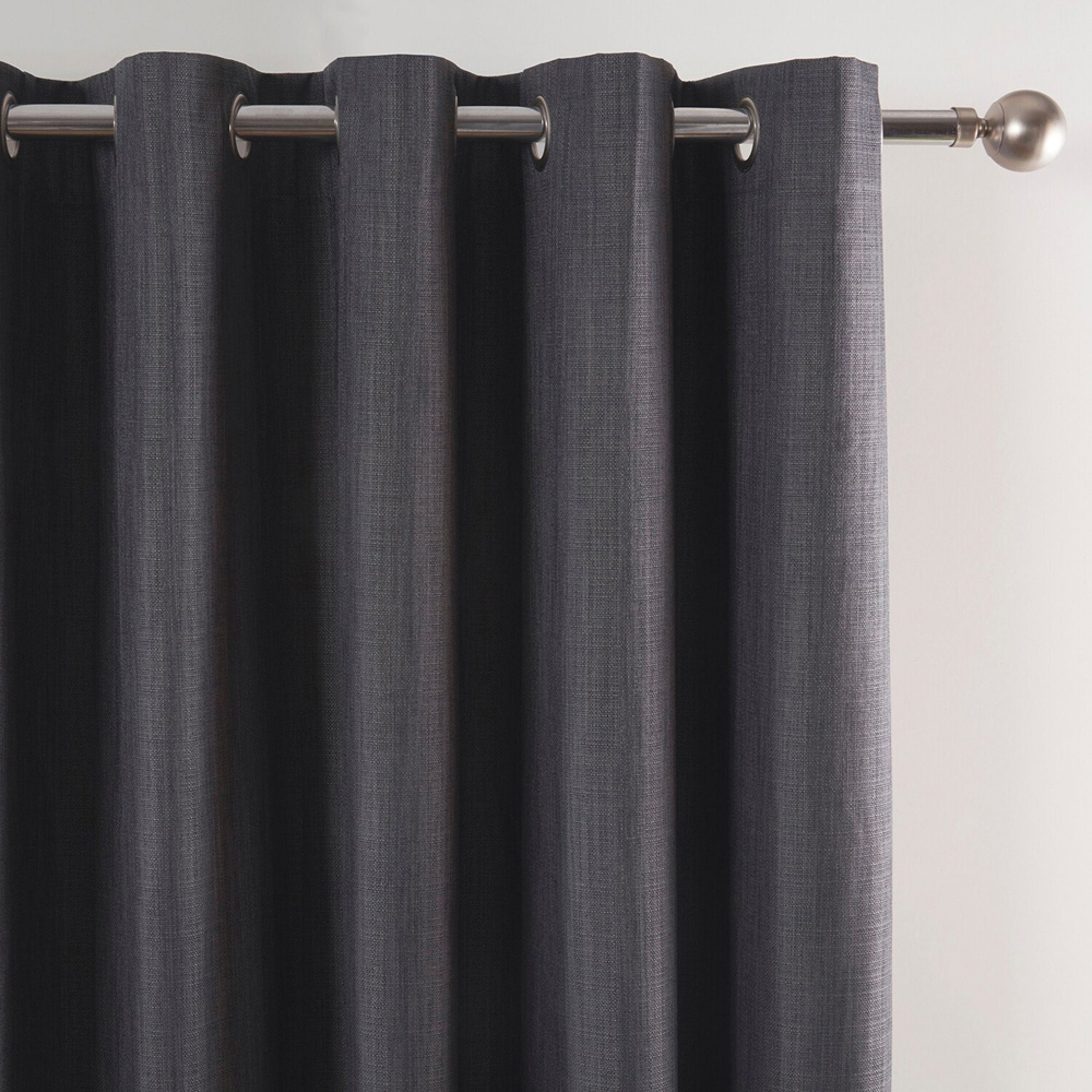 Divante Charcoal Hoxton Blackout Eyelet Curtains 168 x 183cm Image 3
