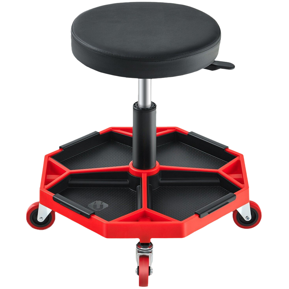 Costway Pneumatic Rolling Mechanic Stool with Padded Seat and Tool Tray Image 1