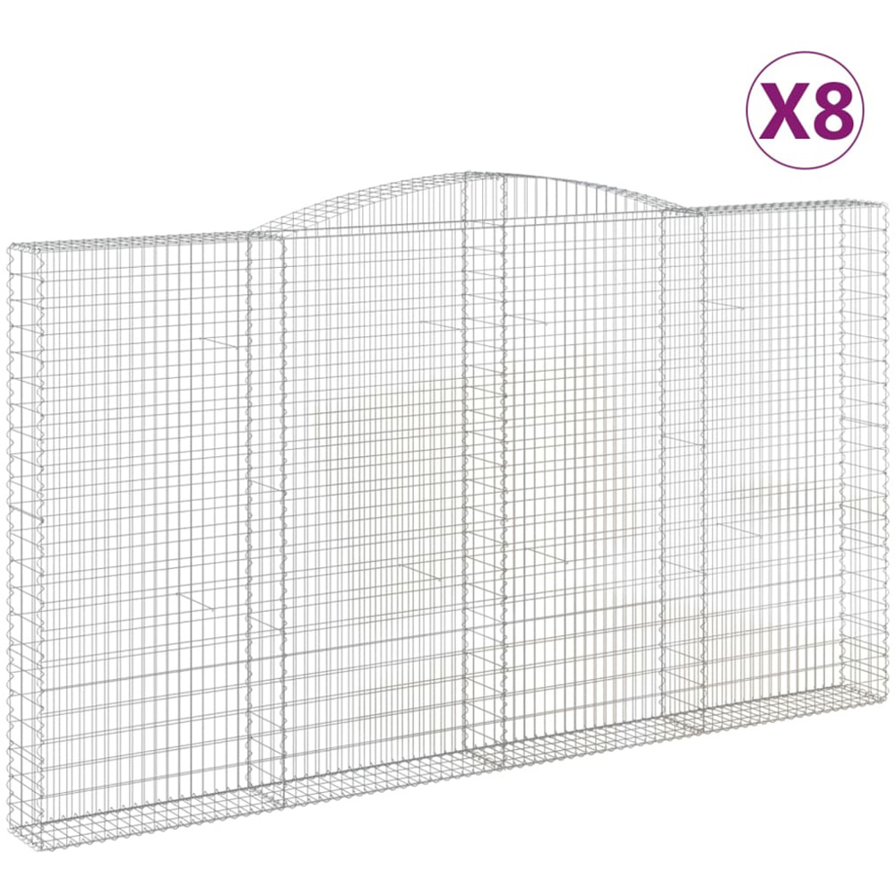 vidaXL Silver Galvanised Iron Arched Gabion Basket 220/240 x 30 x 400cm 8 Pack Image 4