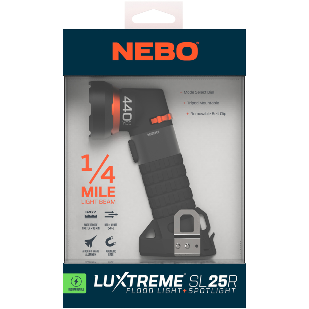 Nebo Luxtreme SL25R Rechargeable COB Floodlight with 1/4 Mile Spotlight and Magnetic Base Image 2