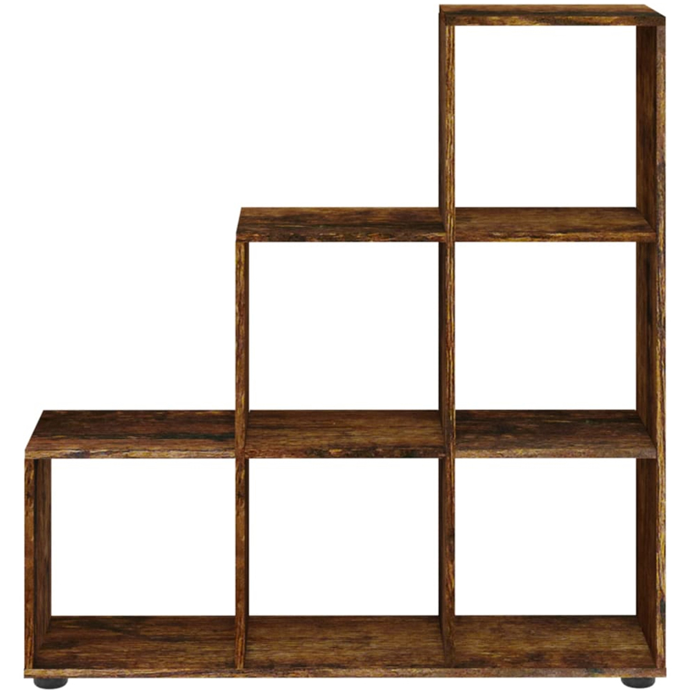 vidaXL 6 Shelf Smoked Oak Staircase Bookcase Image 4