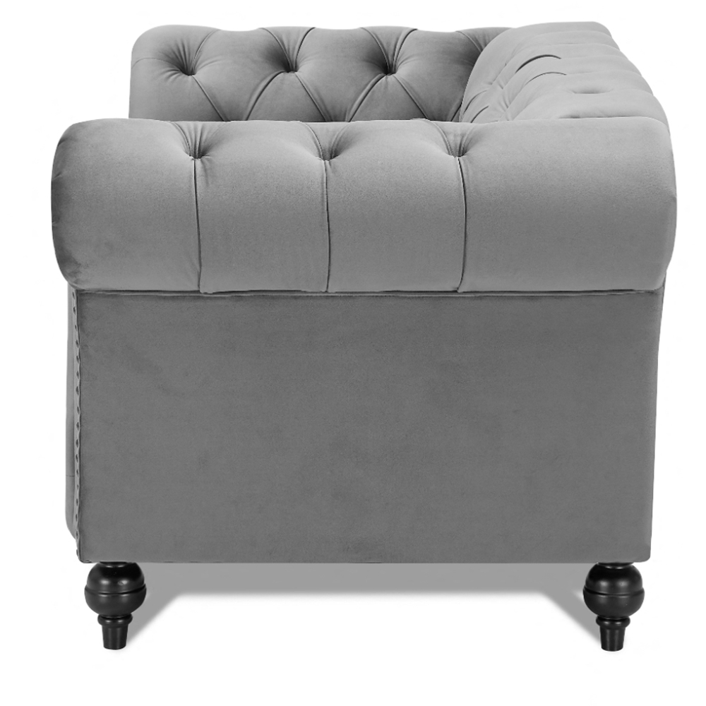 Home Detail Mayfair Grey Velvet Curved Sofa Chair Image 4