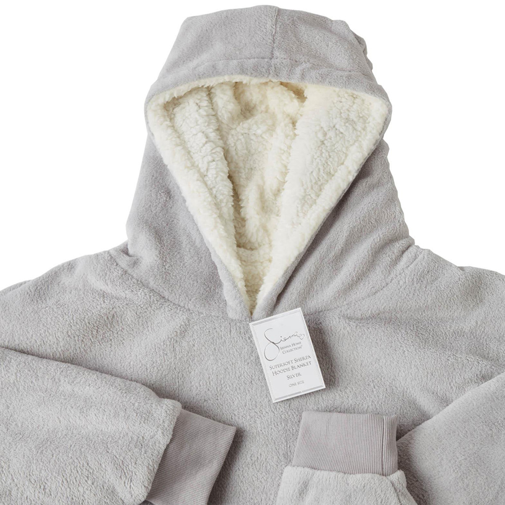 Sienna Silver Grey Plush Sherpa Oversized Hoodie Blanket Image 3