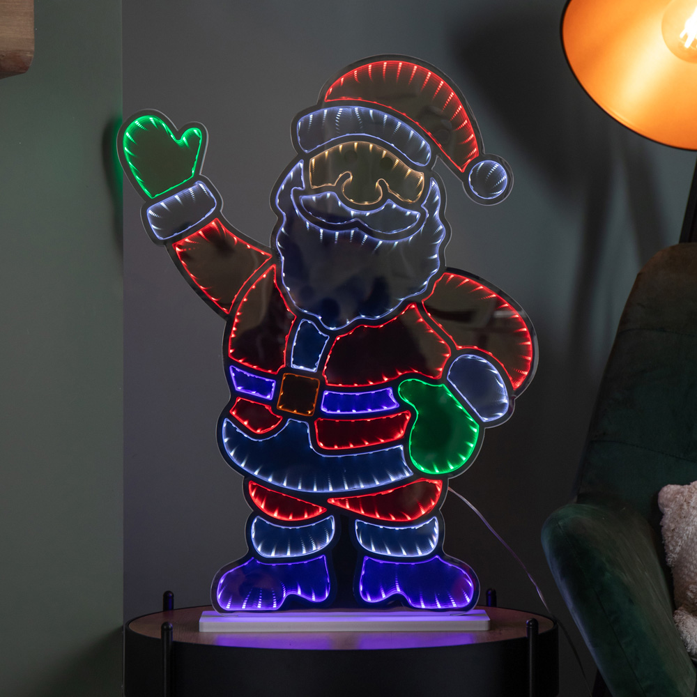 Samuel Alexander Multicolour LED Light Up Waving Santa Infinity Christmas Decoration 59cm Image 1
