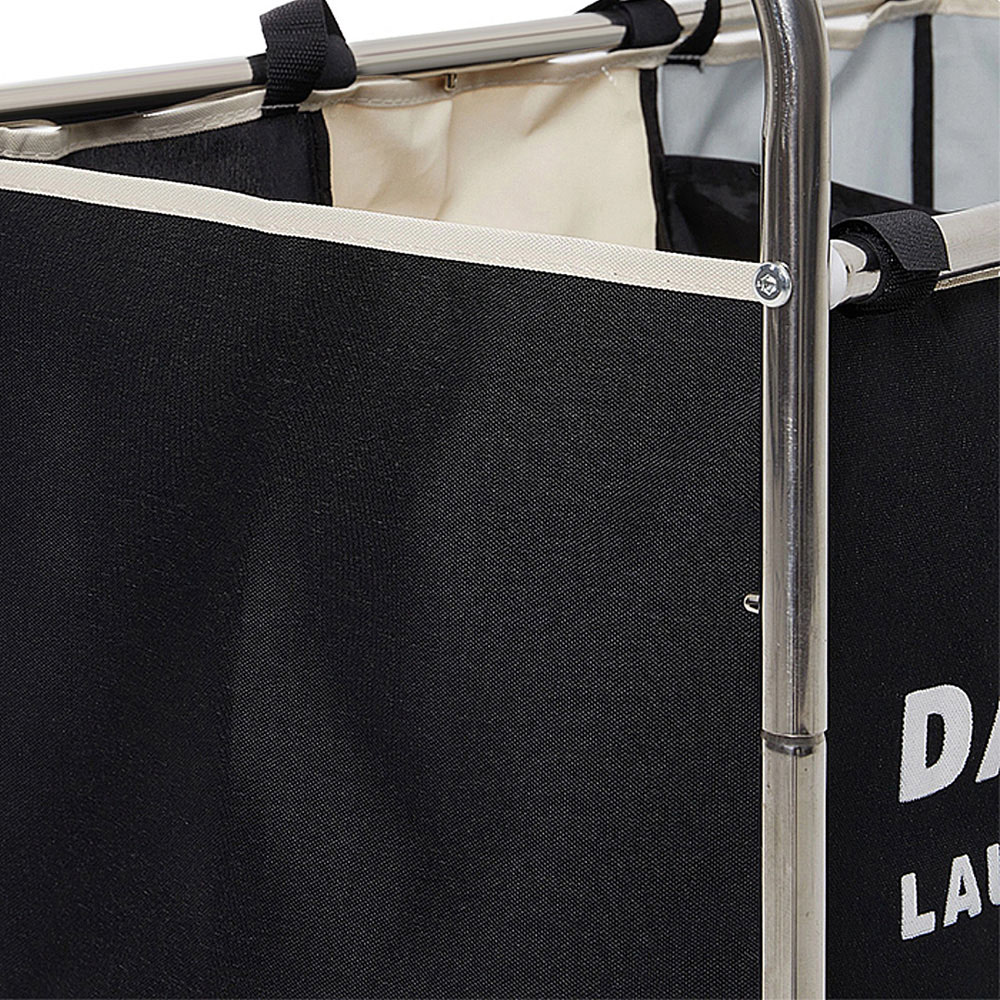 Living and Home 3-Section Laundry Basket with Wheels 240L Image 4