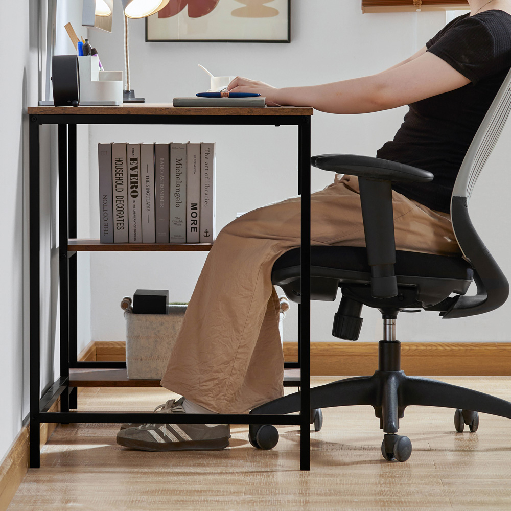 Vida Designs Brooklyn 2 Shelves Desk Dark Wood Image 5