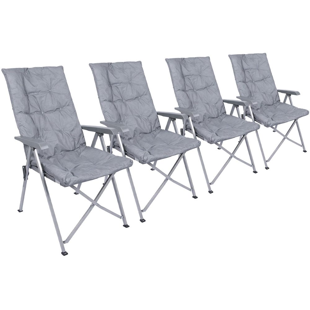 Harbour Housewares Grey High Back Padded Reclining Camping Chair 4 Pack Image 1