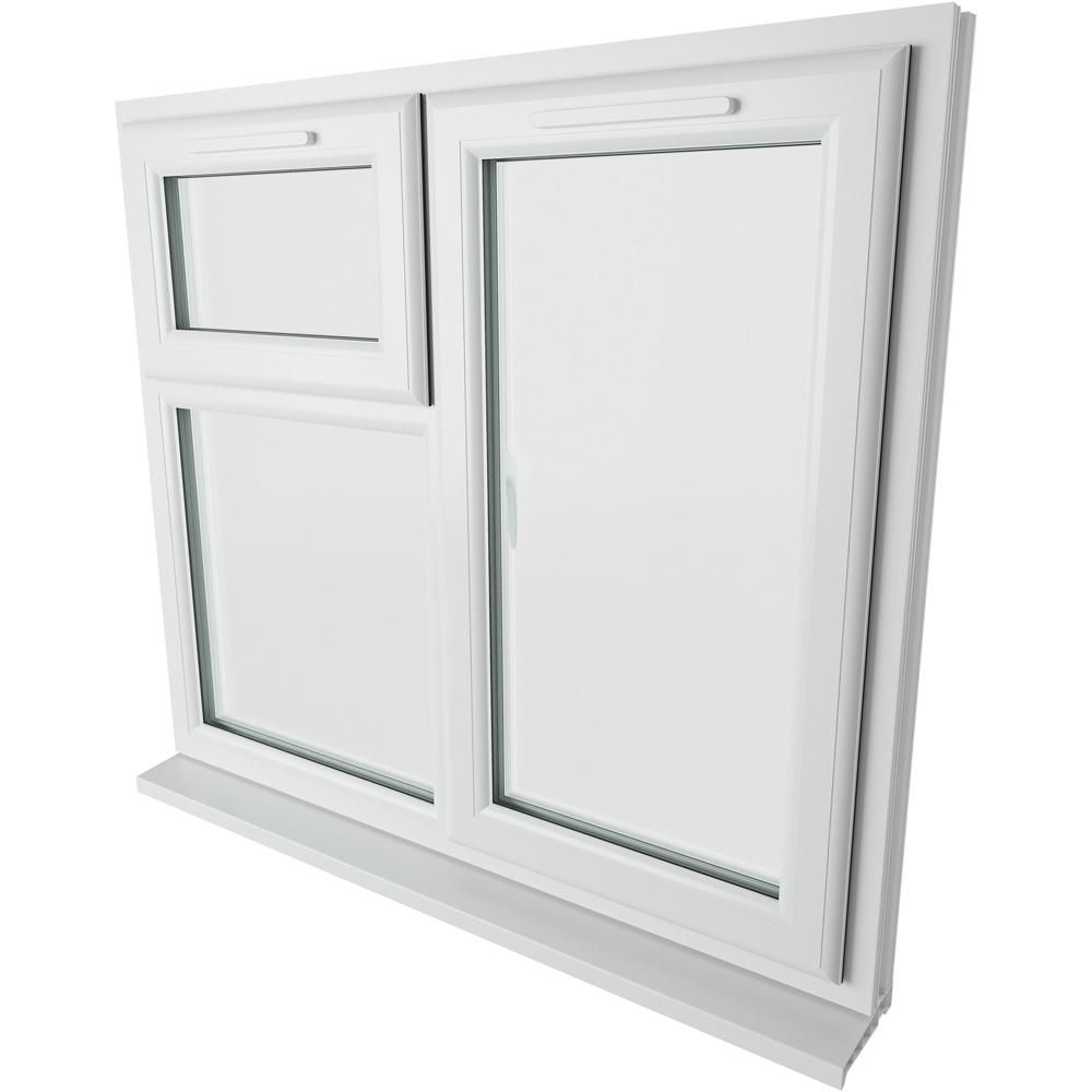 Crystal uPVC Double Glazed Window RH Side Hung and Top Opener White Clear Glass 1190x1115mm Image 9