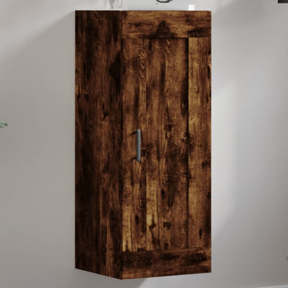 vidaXL Single Door Smoked Oak Wall Mounted Cabinet Image 1