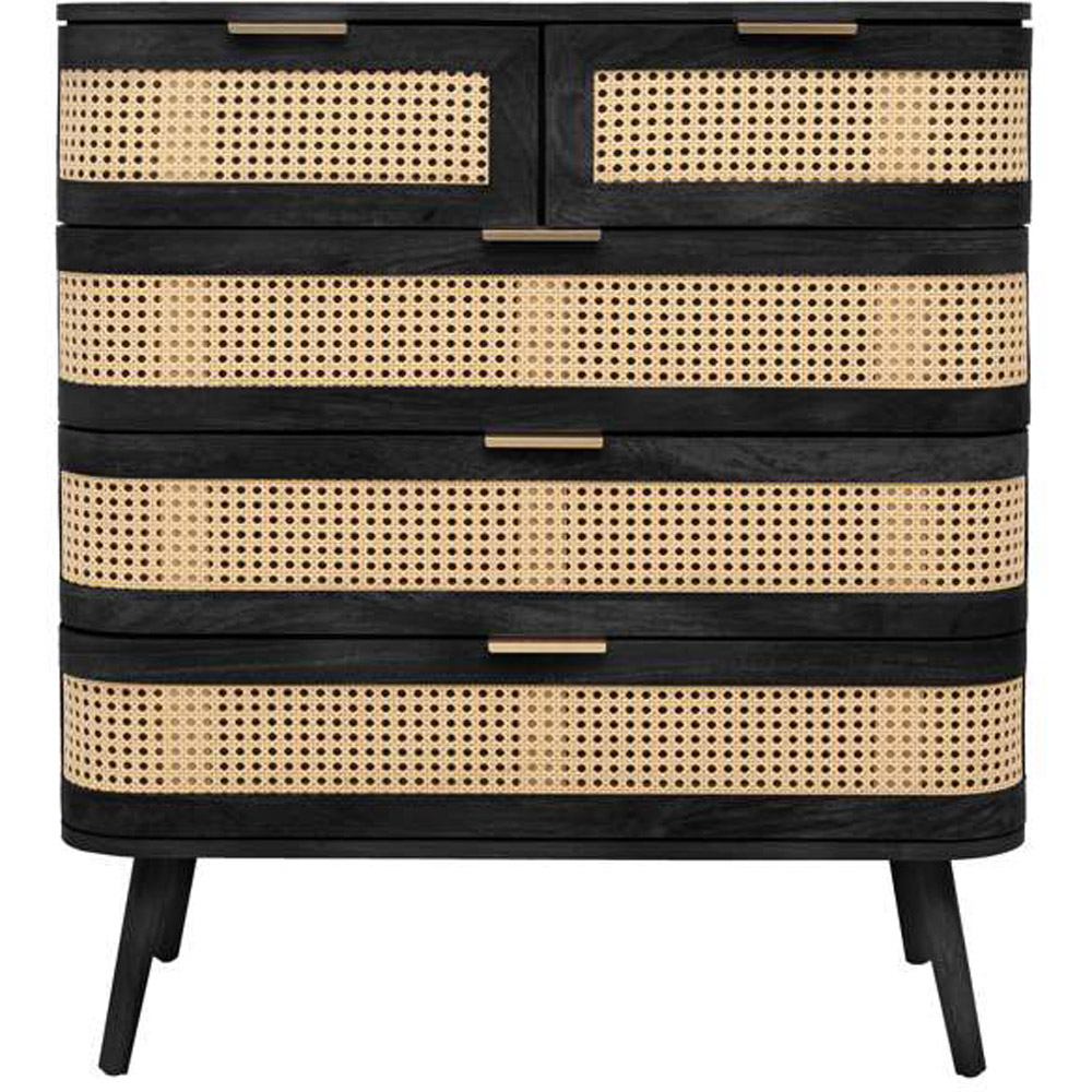 Birlea Noah 5 Drawer Black Rattan Storage Chest Image 3