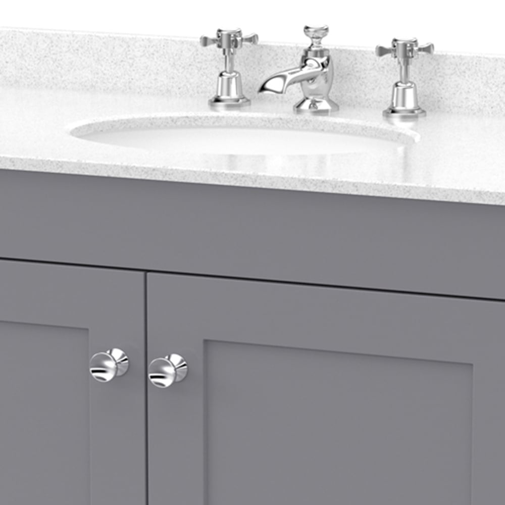 nuie Classique 2 Door Satin Grey and White Floor Standing Unit and 3 Tap Hole Marble Basin 800mm Image 2