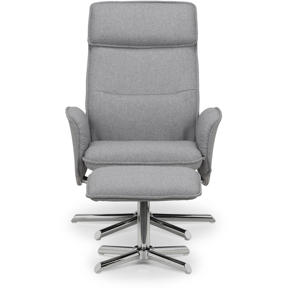Julian Bowen Aria Grey Linen Swivel Recliner Chair and Stool Image 3