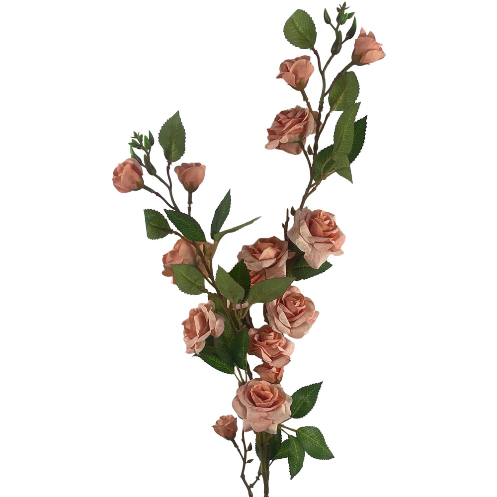 Leaf Pink Rose Artificial Flower Bunch 90cm 6 Pack Image 5