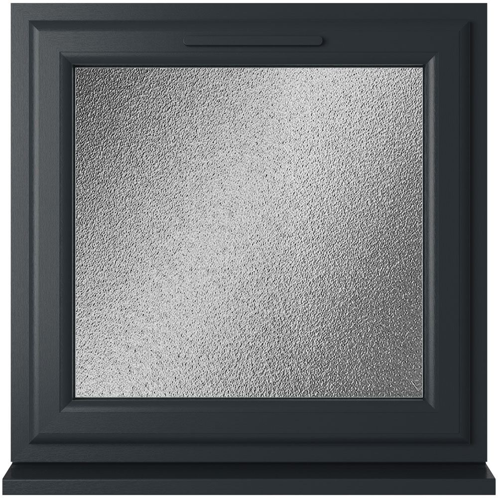 Crystal uPVC Double Glazed Window Top Hung Opener Grey White Obscure Glass 610x610mm Image 1