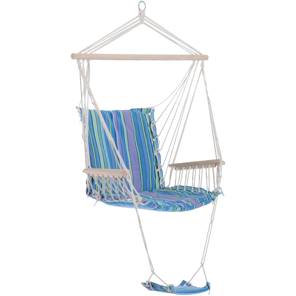 Outsunny Outdoor Rope Hanging Swing Chair with Footrest and Armrest Image 2