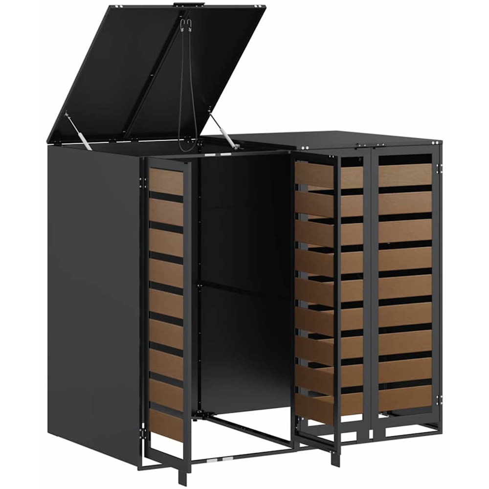 vidaXL Anthracite 2 Wheelie Bin Storage Shed with HDPE Door Image 4