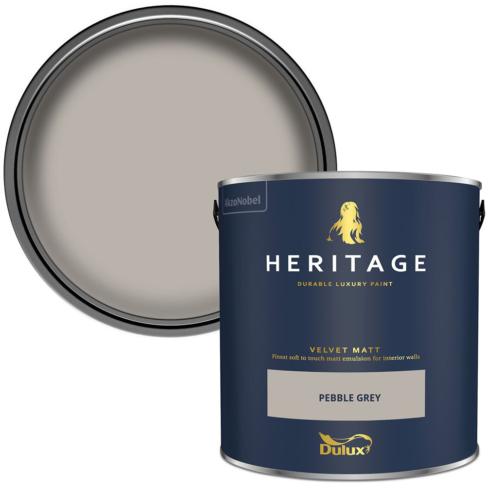 Dulux Heritage Walls and Ceilings Pebble Grey Velvet Matt Emulsion Paint 2.5L Image 1