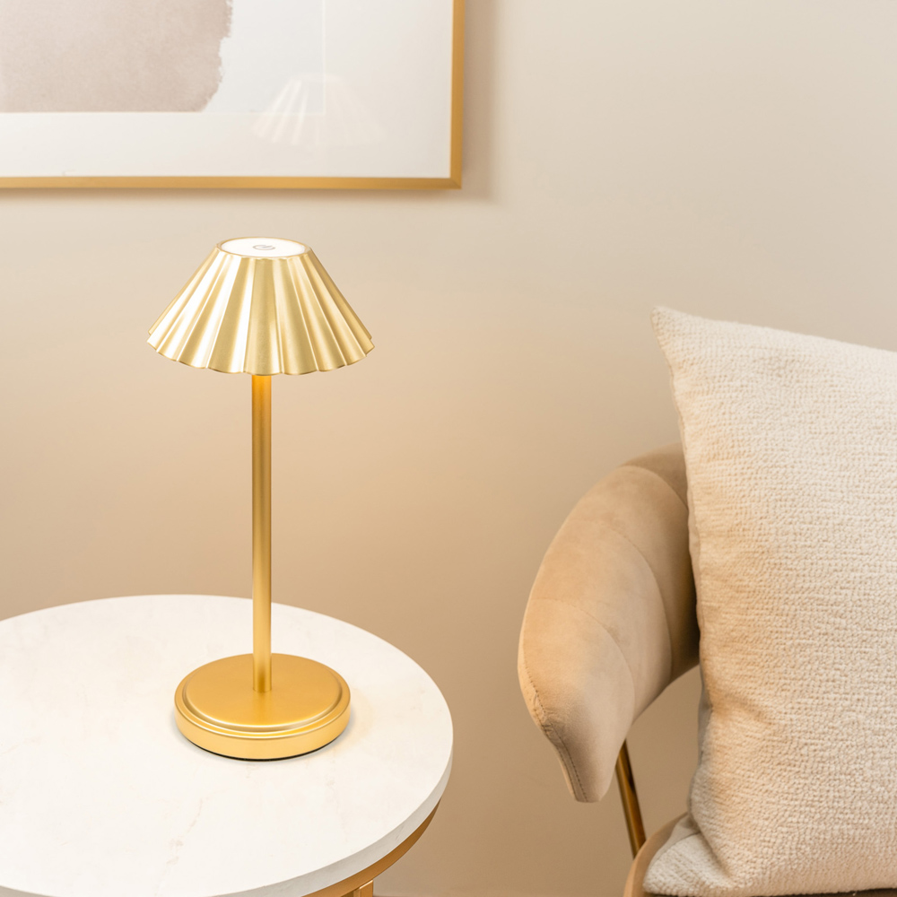 ValueLights Avery Gold Rechargeable LED Portable Table Lamp Image 4
