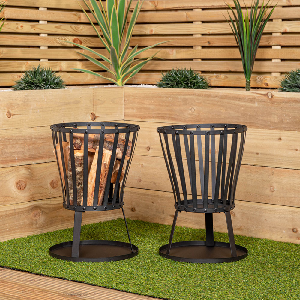 Samuel Alexander Black Outdoor Garden Firepit 2 Pack Image 2