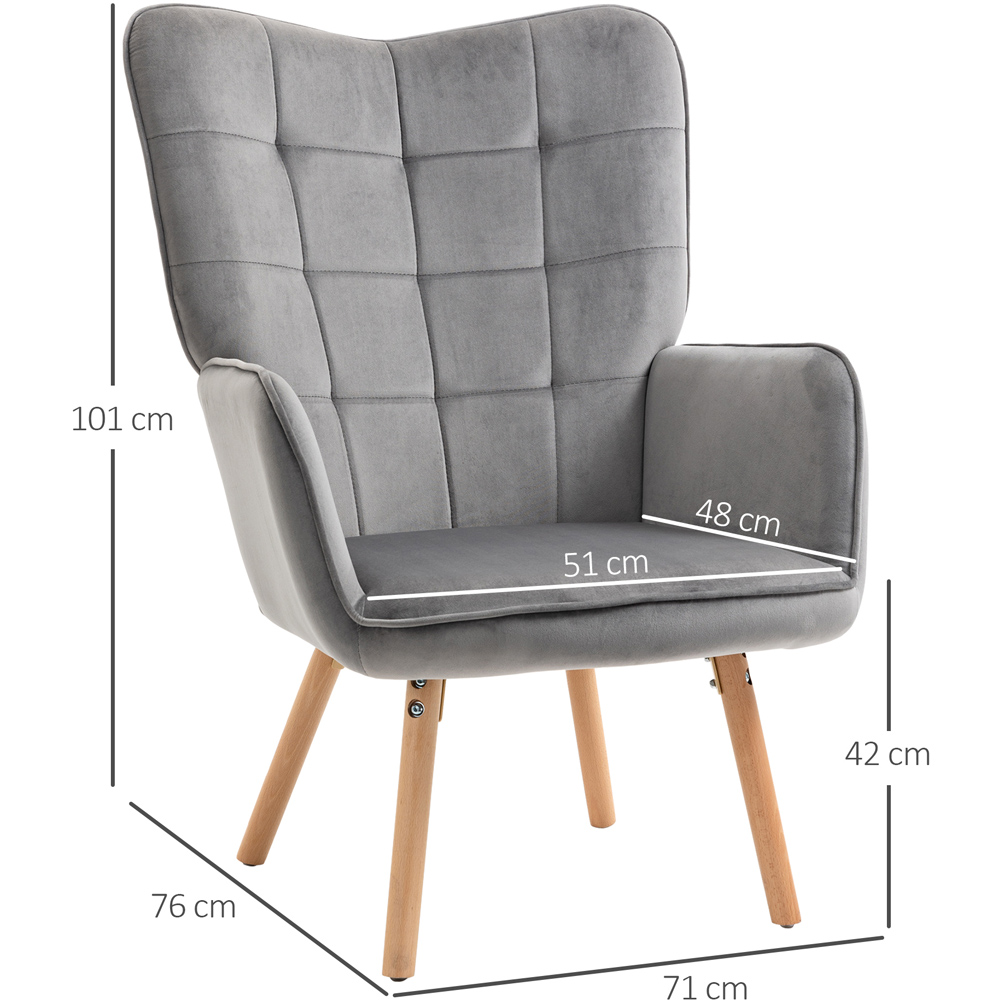 Portland Grey Tufted Wingback Armchair Image 8