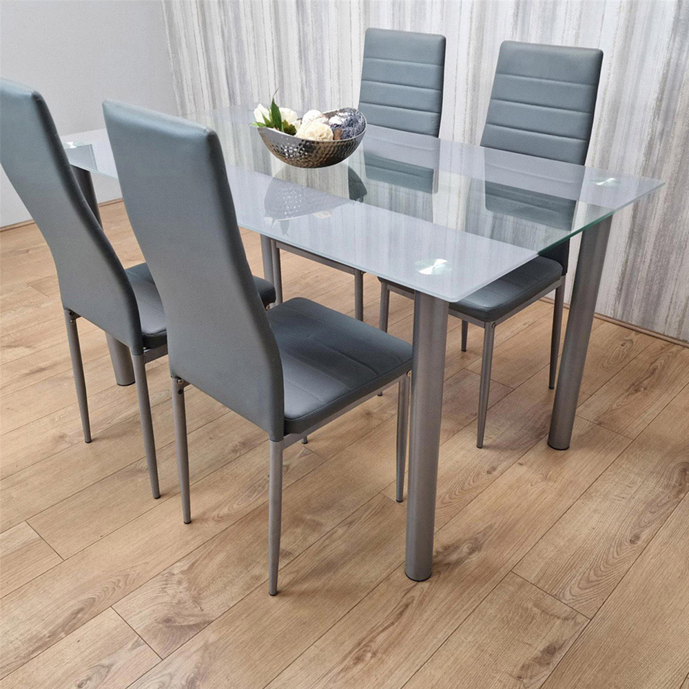 Portland Kosy Koala 4 Seater Glass Dining Set Grey Image 2
