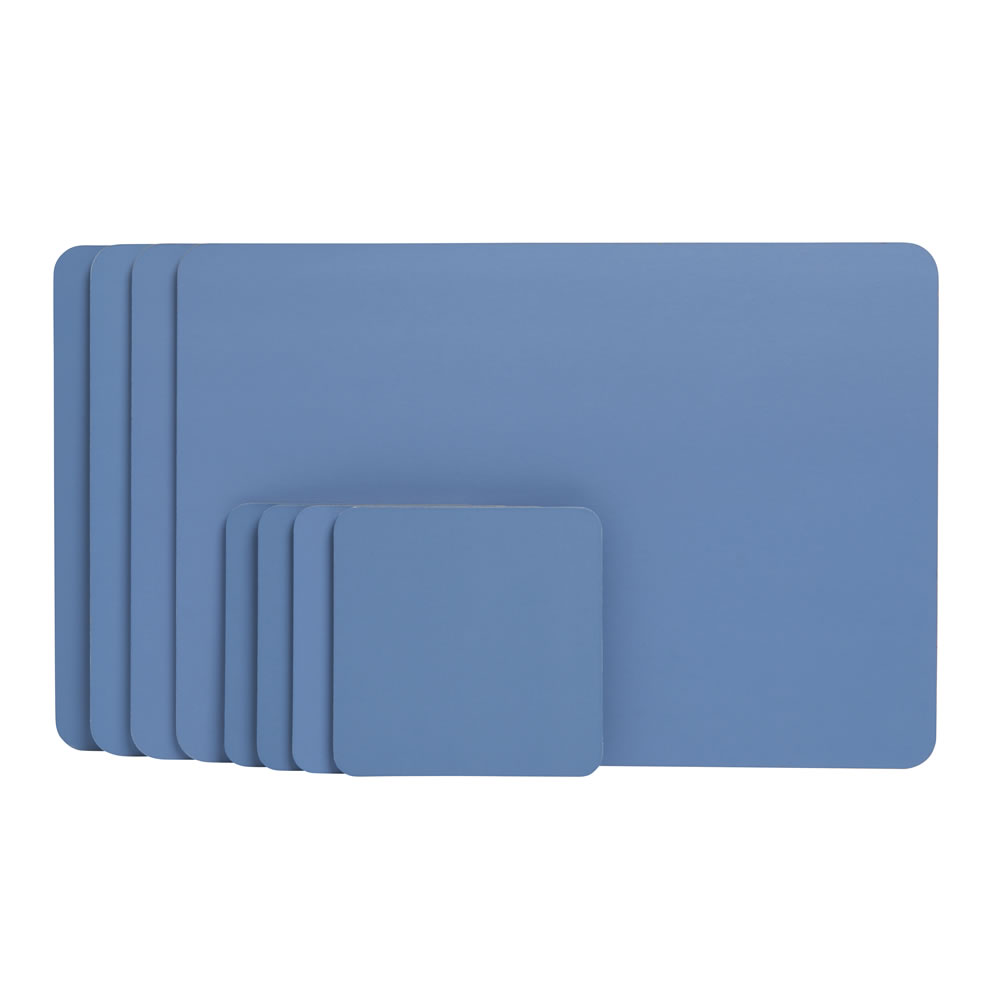 Wilko 8 pack Blue Placemats and Coasters Image