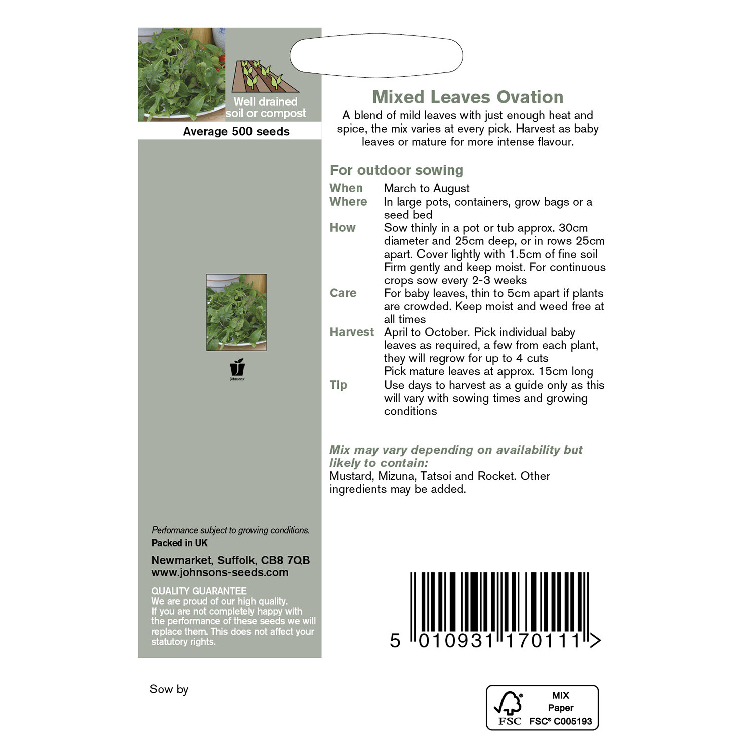 Johnsons Pack of Ovation Mixed Leaves Image 2