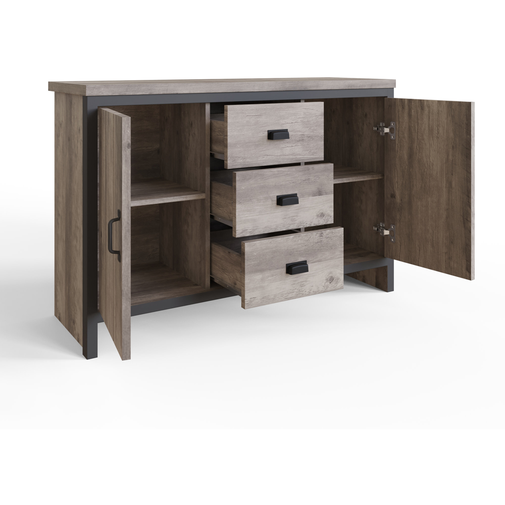 GFW Boston 2 Door 3 Drawer Grey Sideboard Image 3