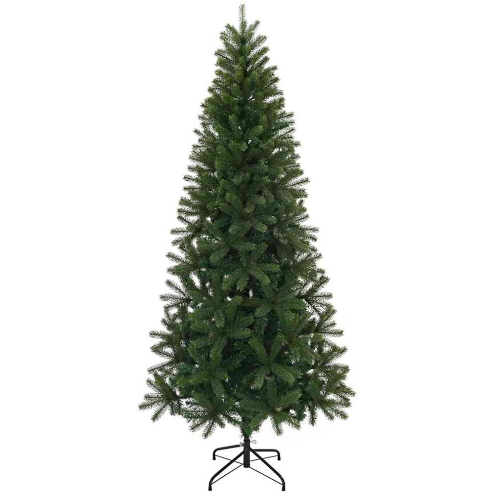 vidaXL Pre-Lit White Baubles Green Artificial Christmas Tree 8ft Image 5