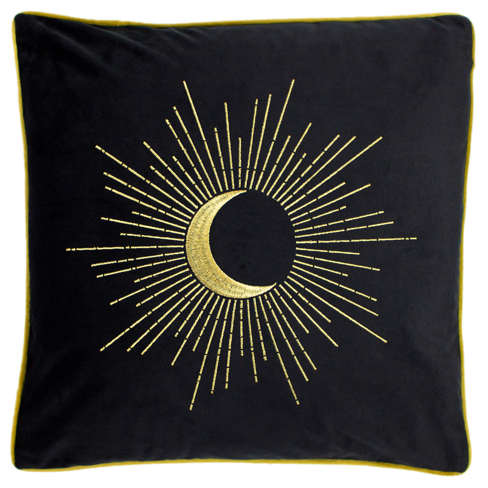 furn. Astrid Black Embroidered Celestial Cushion Image 1