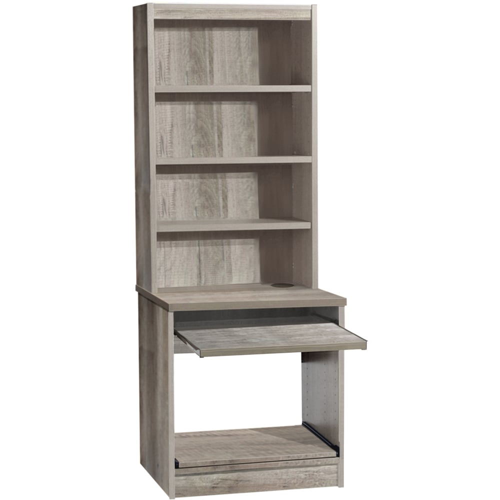 R White Cabinets 4 Shelf Printer Desk Stand with Hutch Grey Image 2